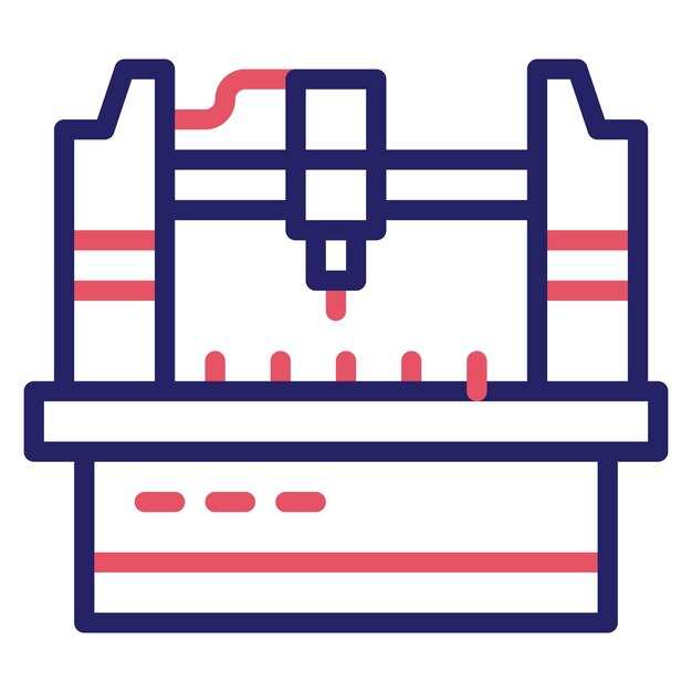 Ilustración del icono vectorial de la máquina Cnc del conjunto de iconos del proceso industrial