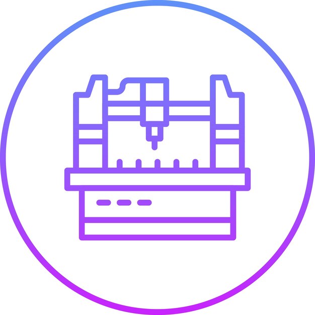 Ilustración del icono vectorial de la máquina Cnc del conjunto de iconos del proceso industrial