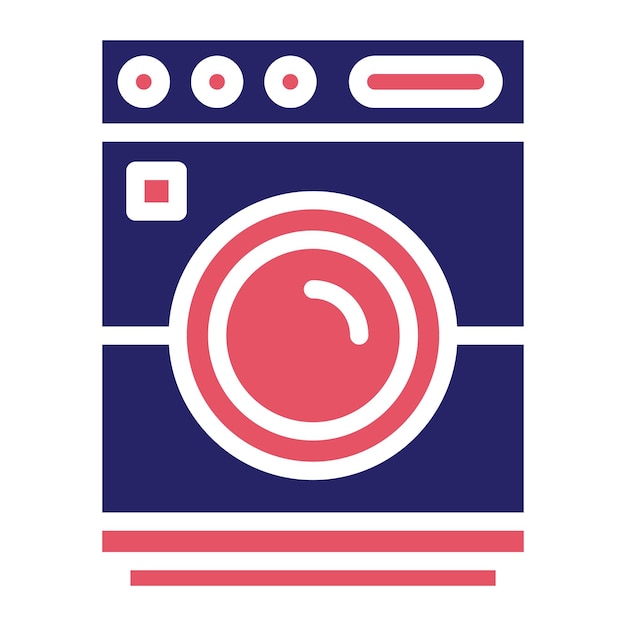 Ilustración del icono vectorial de la máquina de lavar del conjunto de iconos de la vida familiar