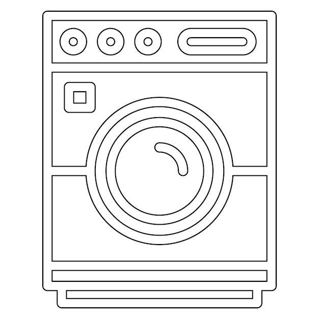 Ilustración del icono vectorial de la máquina de lavar del conjunto de iconos de la vida familiar