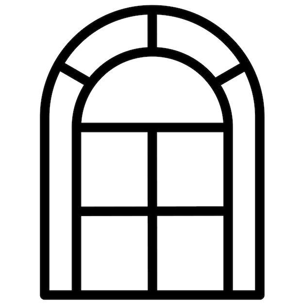 Ilustración del icono vectorial del marco de ventana del conjunto de iconos de mejoras para el hogar