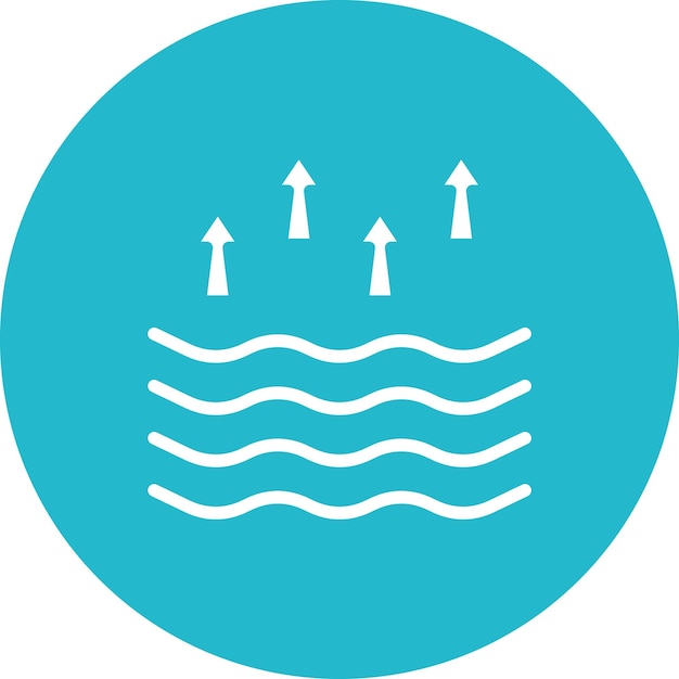 Ilustración del icono vectorial de marea alta del conjunto de iconos meteorológicos