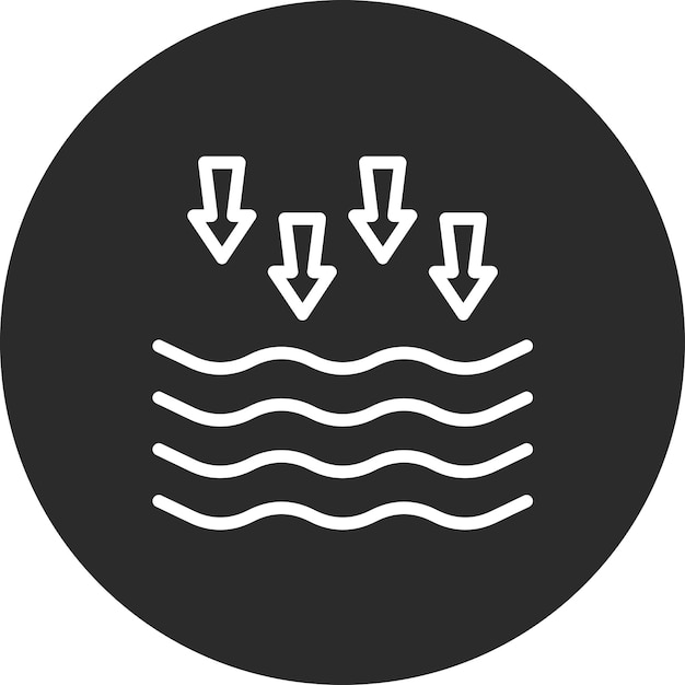 Ilustración del icono vectorial de marea baja del conjunto de iconos meteorológicos