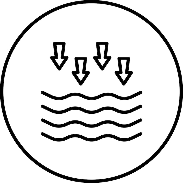 Ilustración del icono vectorial de marea baja del conjunto de iconos meteorológicos