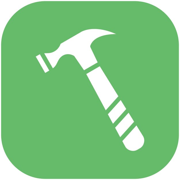 Ilustración del icono vectorial del martillo del conjunto de iconos de herramientas