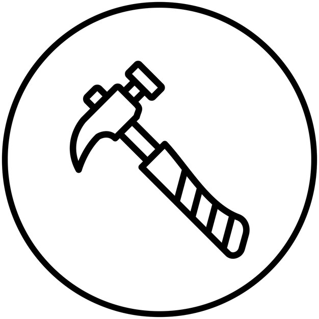 Ilustración del icono vectorial del martillo del conjunto de iconos de mejoras para el hogar