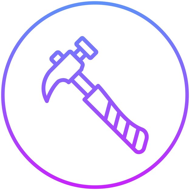 Ilustración del icono vectorial del martillo del conjunto de iconos de mejoras para el hogar