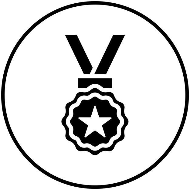 Ilustración del icono vectorial de la medalla del conjunto de iconos de negocios y oficinas