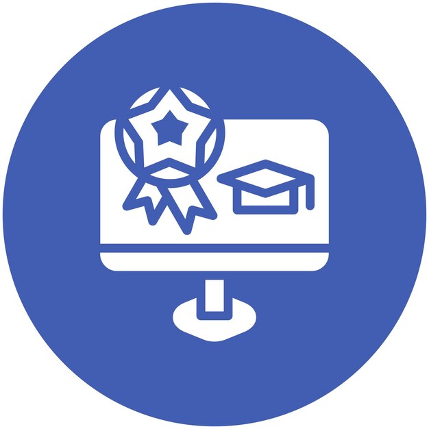 Ilustración del icono vectorial de la medalla en línea del conjunto de iconos de educación en línea