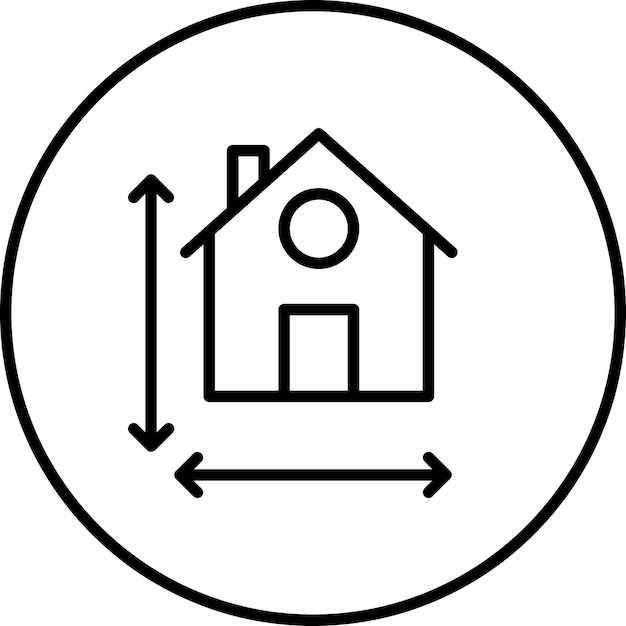 Ilustración del icono vectorial de medición de la casa del conjunto de iconos de bienes raíces