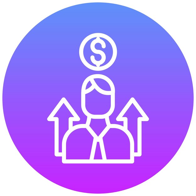 Ilustración del icono vectorial de la mentalidad de crecimiento del conjunto de iconos de liderazgo
