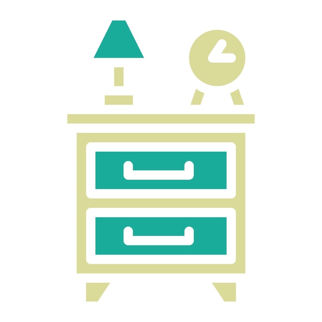 Ilustración del icono vectorial de la mesa de la cama del conjunto de iconos interiores