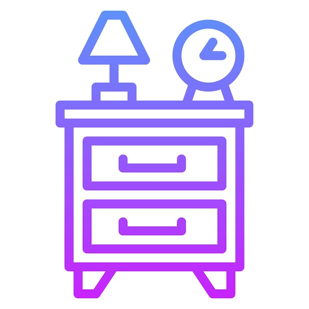 Ilustración del icono vectorial de la mesa de la cama del conjunto de iconos interiores