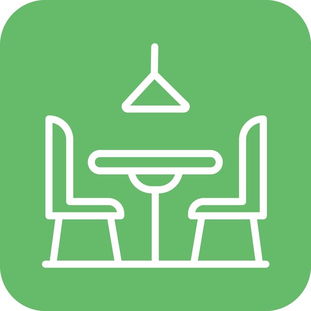 Ilustración del icono vectorial de la mesa de la cena del conjunto de iconos del restaurante