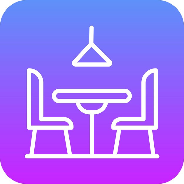 Ilustración del icono vectorial de la mesa de la cena del conjunto de iconos del restaurante