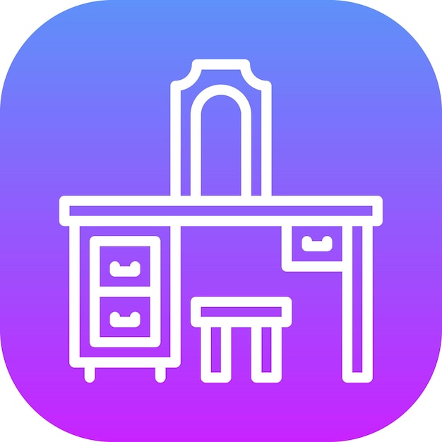 Ilustración del icono vectorial de la mesa de vestimenta del conjunto de iconos interiores