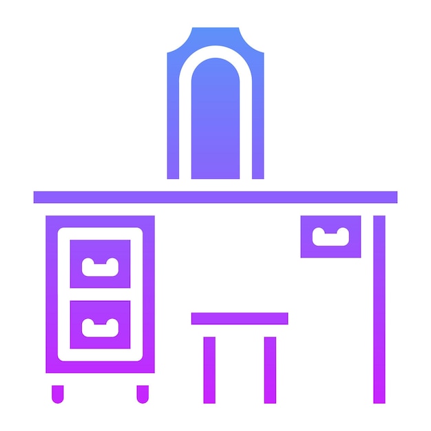 Ilustración del icono vectorial de la mesa de vestimenta del conjunto de iconos interiores