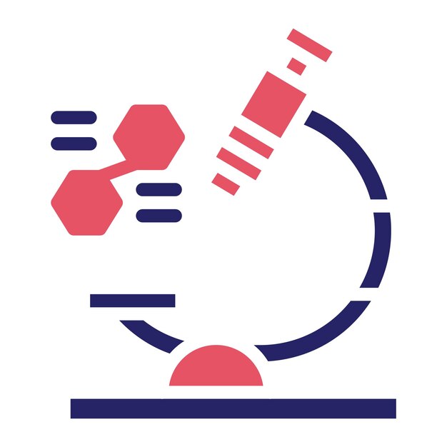 Ilustración del icono vectorial del microscopio del conjunto de iconos de Investigación y Ciencia