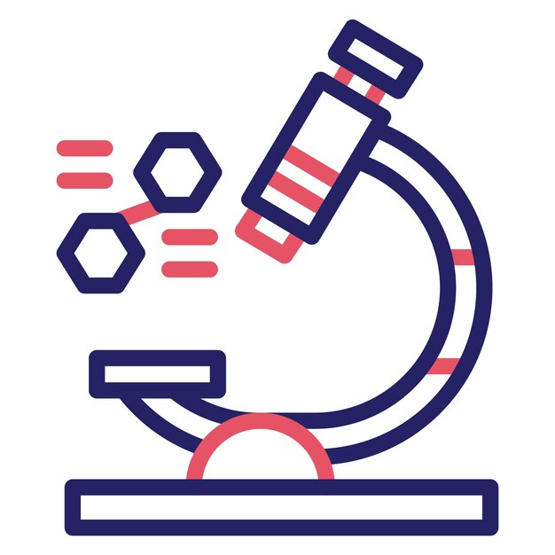 Ilustración del icono vectorial del microscopio del conjunto de iconos de Investigación y Ciencia
