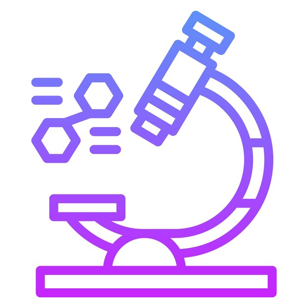 Ilustración del icono vectorial del microscopio del conjunto de iconos de Investigación y Ciencia
