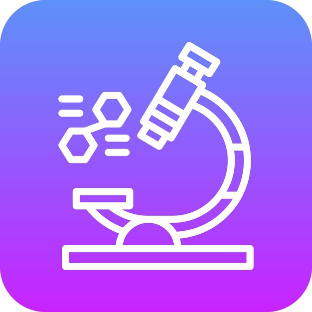 Ilustración del icono vectorial del microscopio del conjunto de iconos de Investigación y Ciencia