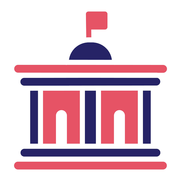 Ilustración del icono vectorial del ministerio del conjunto de iconos de la diplomacia