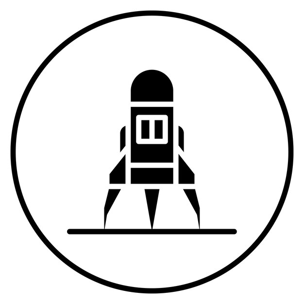 Ilustración del icono vectorial del módulo de aterrizaje del conjunto de iconos de tecnología espacial