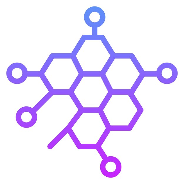 Ilustración del icono vectorial de moléculas del conjunto de iconos de Investigación y Ciencia