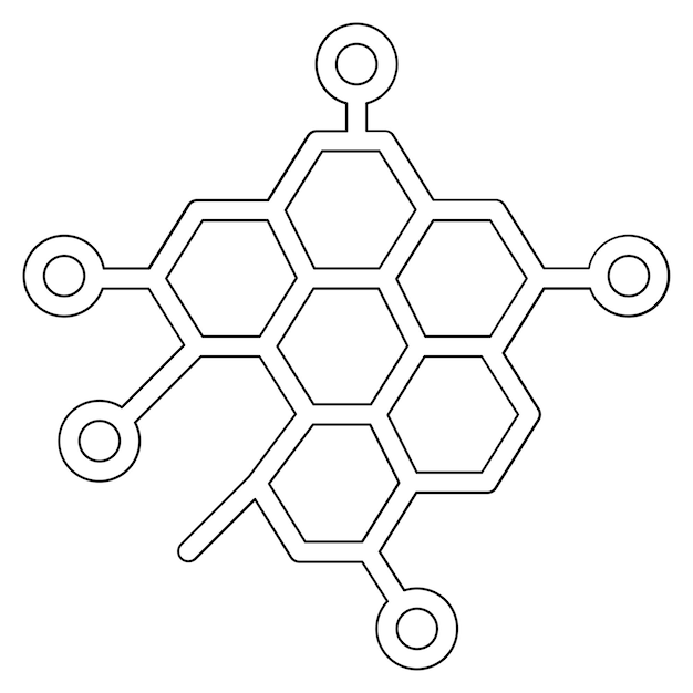 Ilustración del icono vectorial de moléculas del conjunto de iconos de Investigación y Ciencia