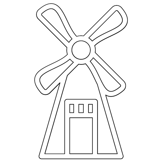 Ilustración del icono vectorial del molino de viento del conjunto de iconos de energía sostenible