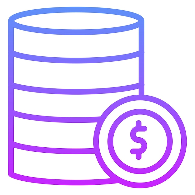 Ilustración del icono vectorial de monedas del conjunto de iconos de banca y finanzas