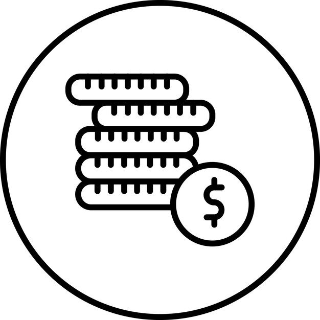 Ilustración del icono vectorial de monedas del conjunto de iconos de banca y finanzas