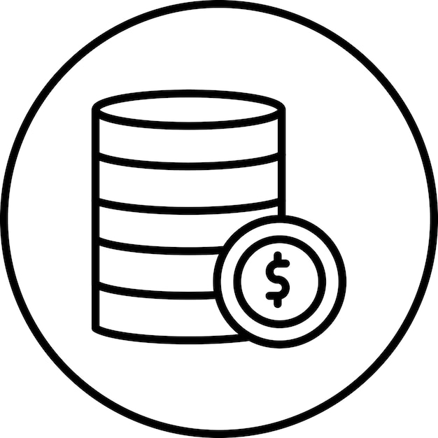 Ilustración del icono vectorial de monedas del conjunto de iconos de banca y finanzas