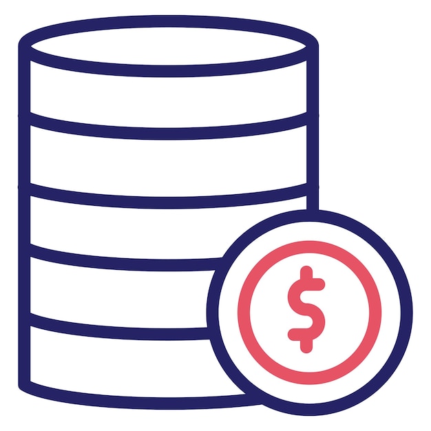 Ilustración del icono vectorial de monedas del conjunto de iconos de banca y finanzas