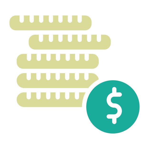 Ilustración del icono vectorial de monedas del conjunto de iconos de banca y finanzas
