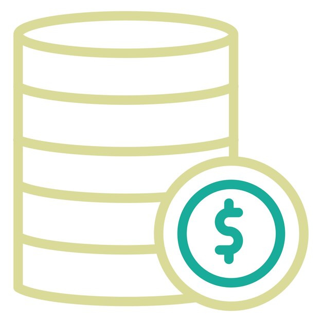 Ilustración del icono vectorial de monedas del conjunto de iconos de banca y finanzas