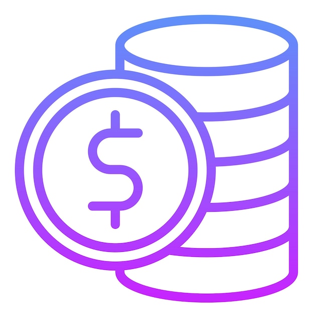 Ilustración del icono vectorial de monedas del conjunto de iconos de contabilidad
