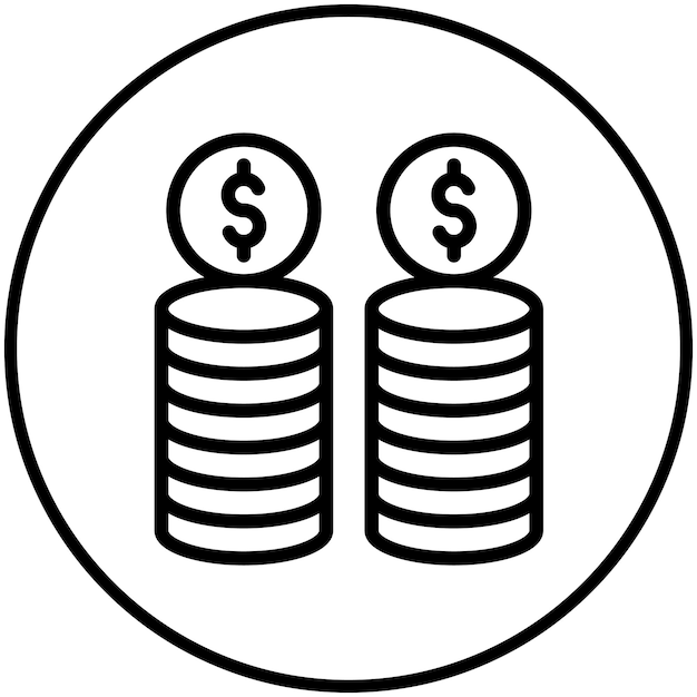 Ilustración del icono vectorial de monedas del conjunto de iconos de Economía Empresarial