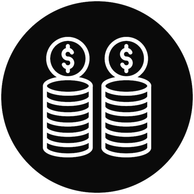 Ilustración del icono vectorial de monedas del conjunto de iconos de Economía Empresarial