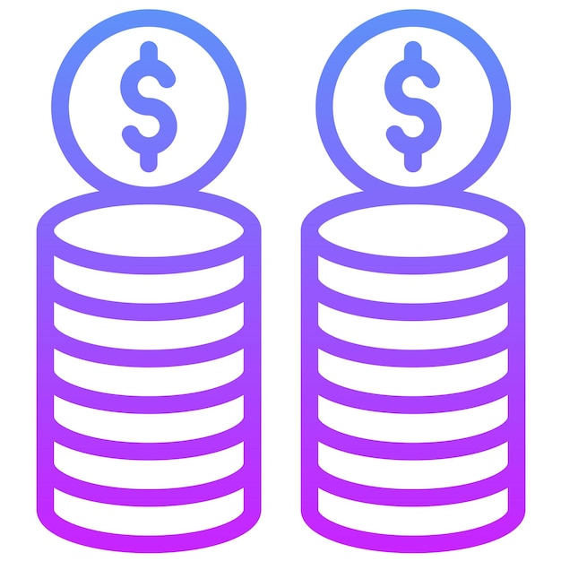 Ilustración del icono vectorial de monedas del conjunto de iconos de Economía Empresarial