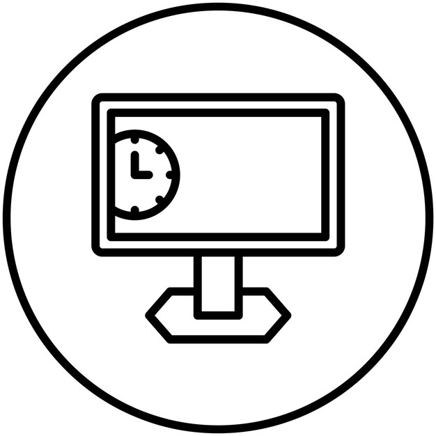 Ilustración del icono vectorial del monitor del conjunto de iconos de hora y fecha