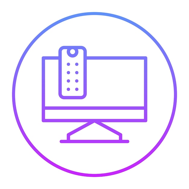 Ilustración del icono vectorial del monitor de TV del conjunto de iconos de gestión de hoteles