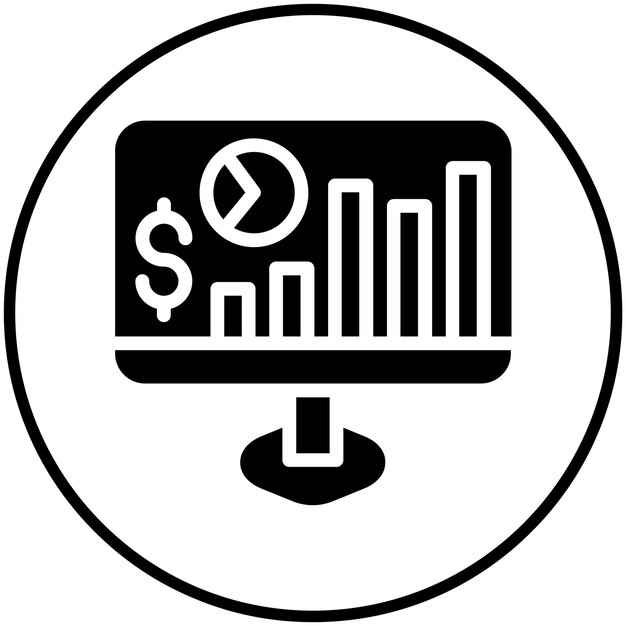 Ilustración del icono vectorial de monitoreo de ventas del conjunto de iconos de negocios y oficinas