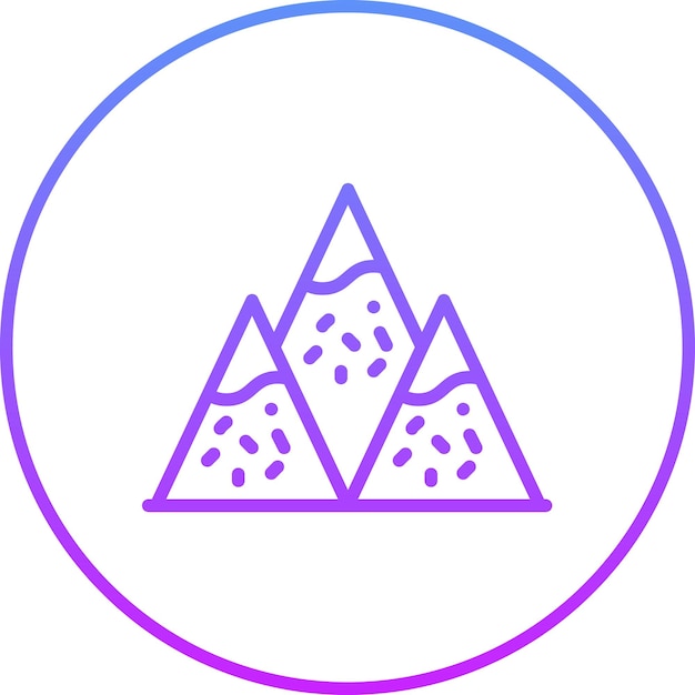 Ilustración del icono vectorial de las montañas del icono del pueblo