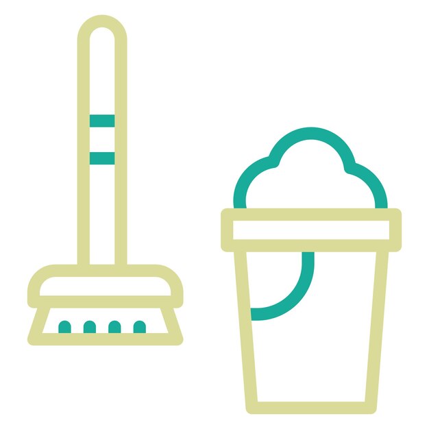 Ilustración del icono vectorial de Mop del conjunto de iconos de la rutina de higiene