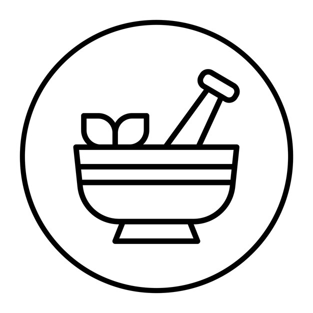 Ilustración del icono vectorial del mortero del conjunto de iconos de química