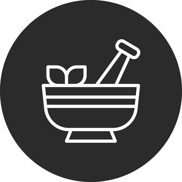 Ilustración del icono vectorial del mortero del conjunto de iconos de química