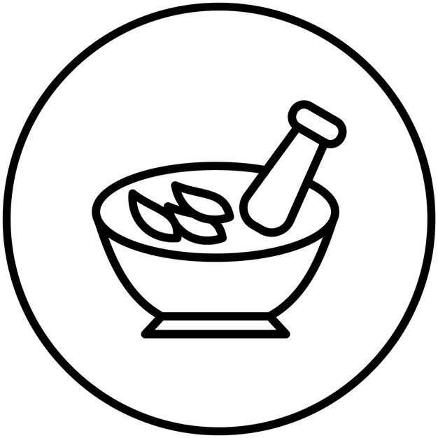 Ilustración del icono vectorial de mortero del conjunto de iconos de Spa