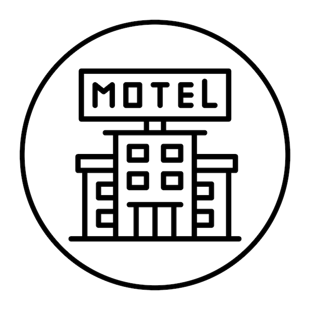 Ilustración del icono vectorial del motel del conjunto de iconos de gestión de hoteles