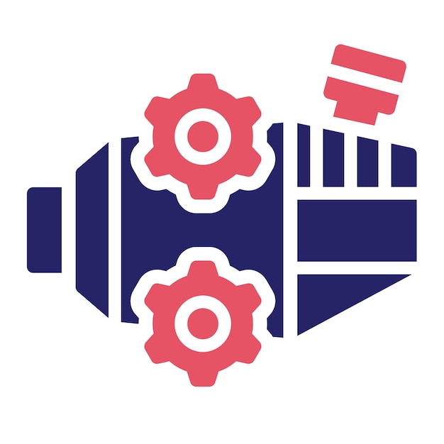 Ilustración del icono vectorial del motor del conjunto de iconos de energía nuclear
